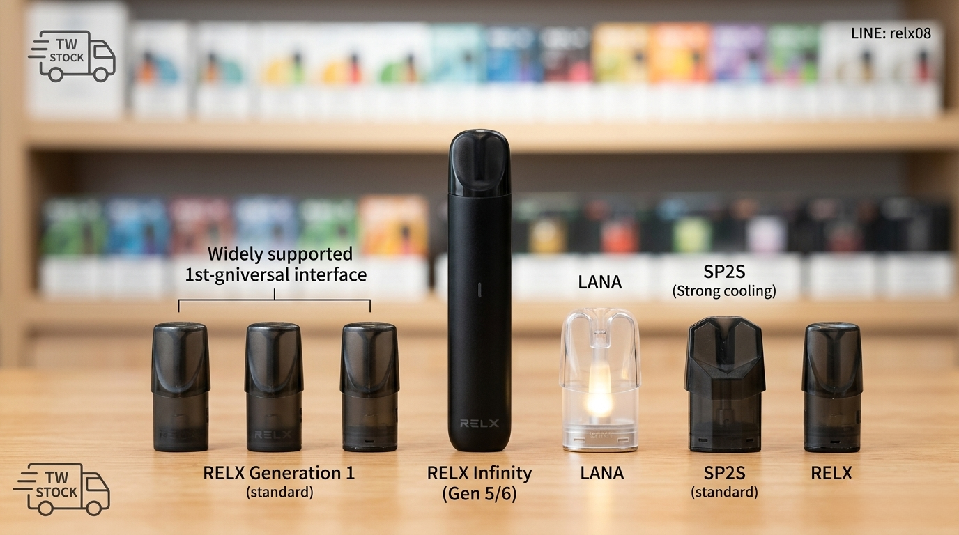 RELX 通用規格怎麼選？1-6 代、SP2S、LANA 口感與兼容性大對比
